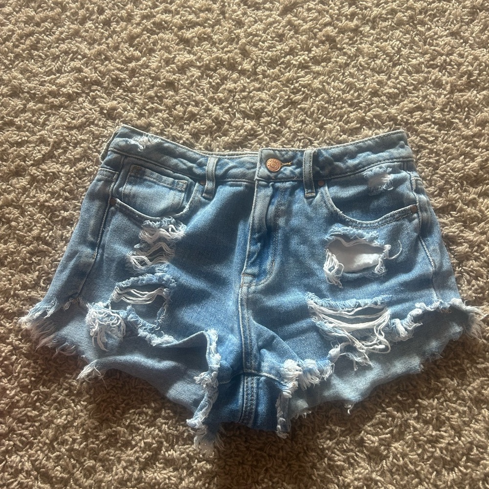 PacSun Light Blue Distressed Denim Cutoff Shorts